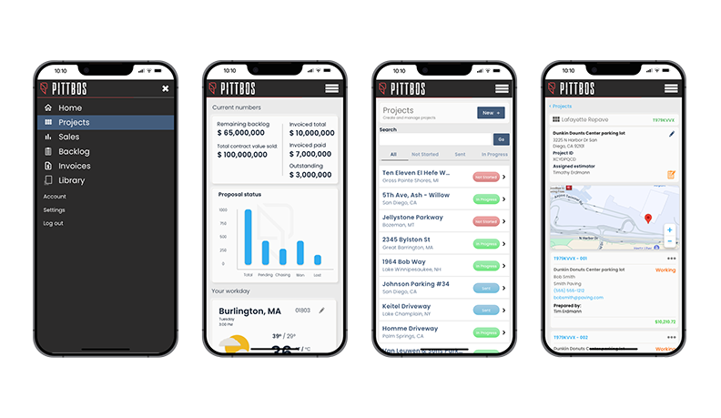 Pittbos App displayed on multiple screen sizes