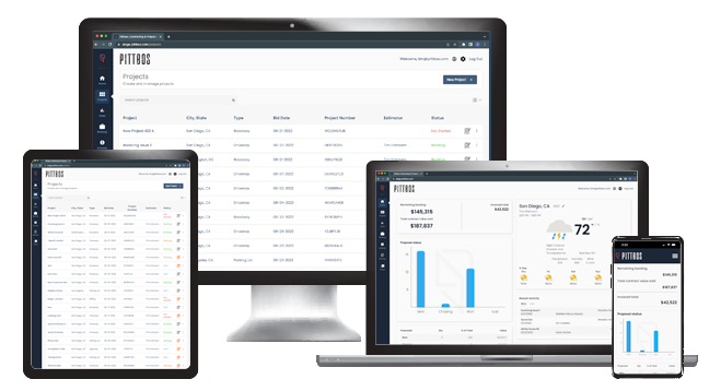 Pittbos App displayed on multiple screen sizes